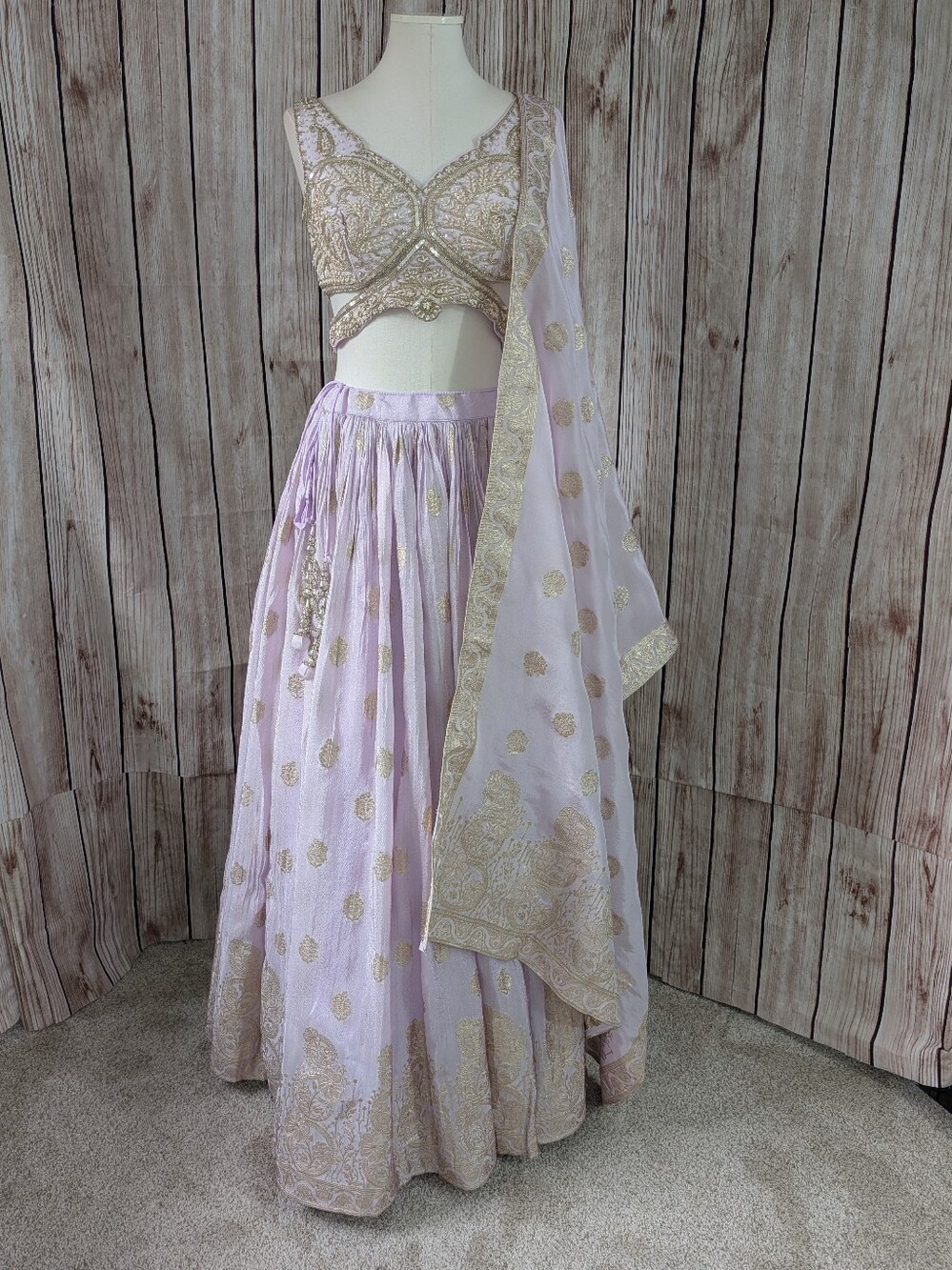 Elegant Lavender Lilac Embroidered wedding Lehenga Choli Set